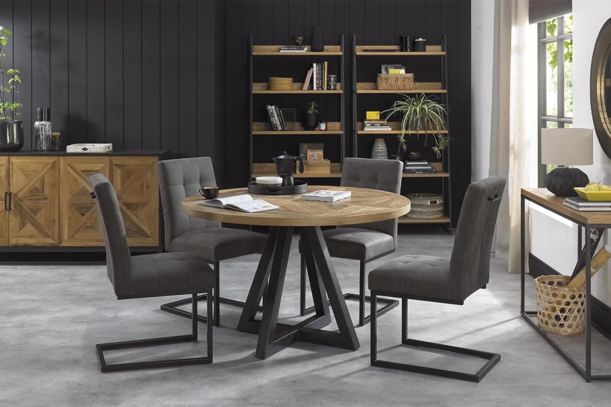 Ravi Rustic Oak Circular Dining Table Ravi Rustic Oak Circular Dining Table