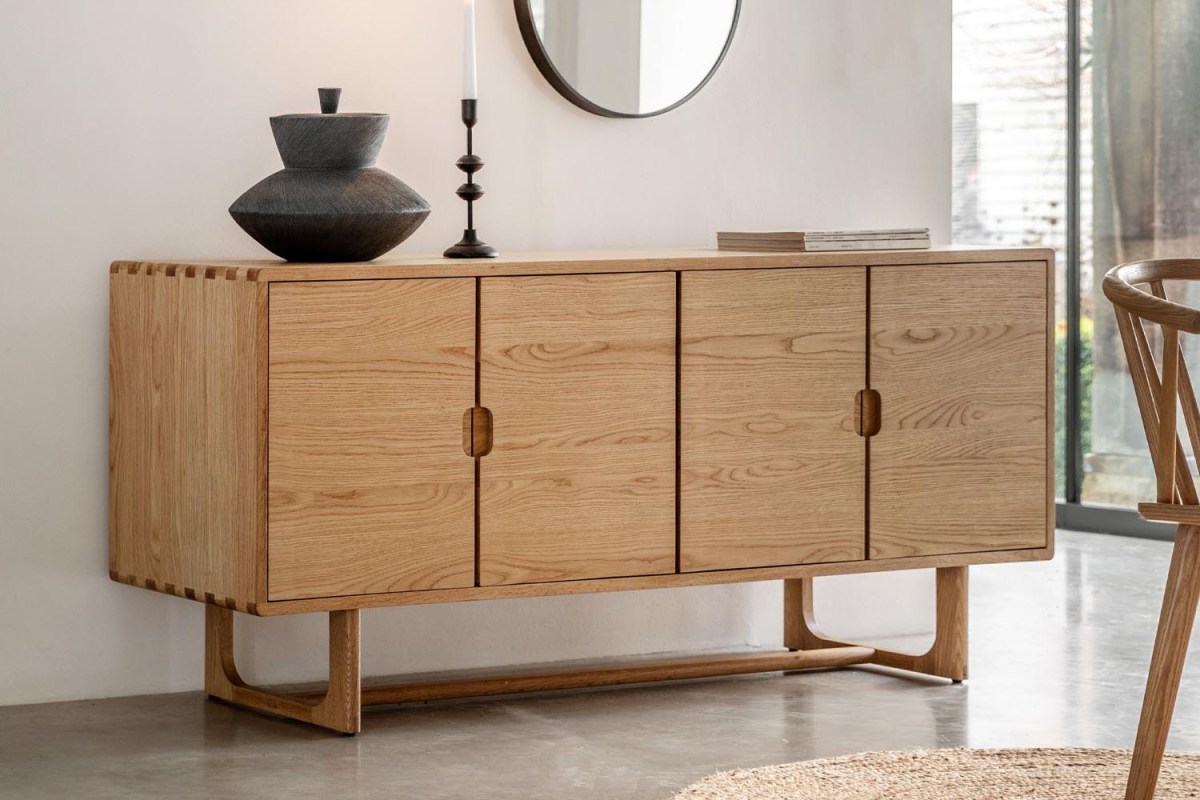 Cadoc Natural Oak 4 Door Sideboard Cadoc Natural Oak 4 Door Sideboard