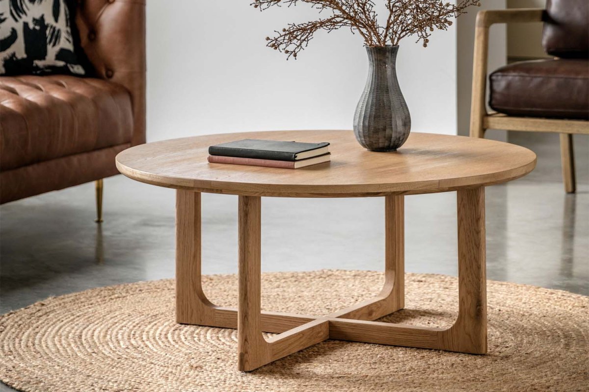 Cadoc Natural Oak Round Coffee Table Cadoc Natural Oak Round Coffee Table