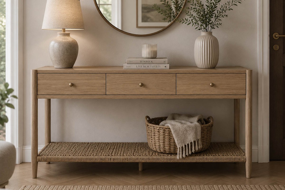Rushworth Oak Three Drawer Console Table Rushworth Oak Three Drawer Console Table