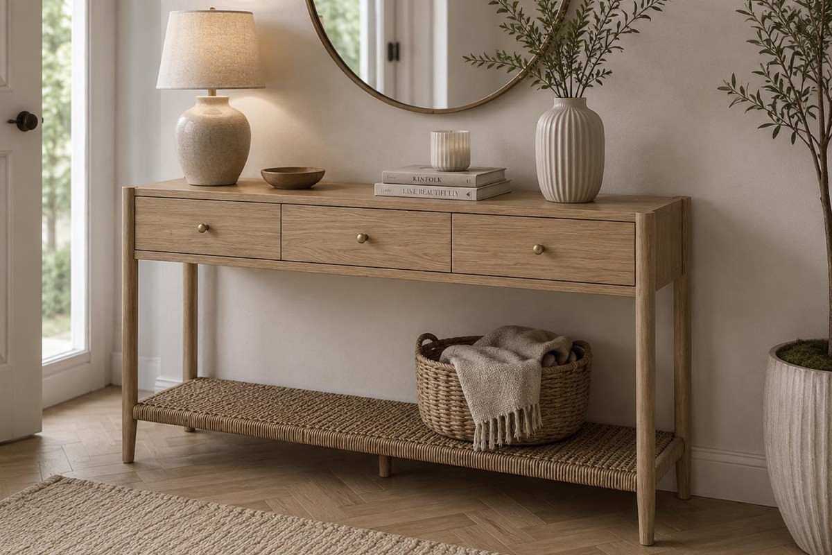 Rushworth Oak Three Drawer Console Table Rushworth Oak Three Drawer Console Table