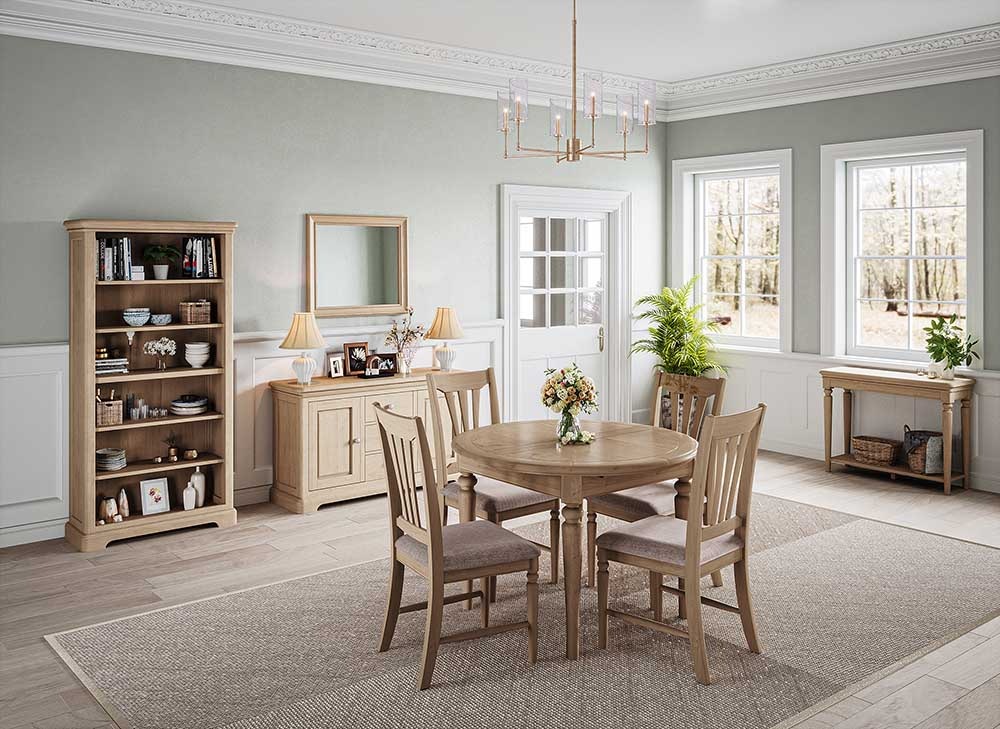Bideford Oak Round Extending Dining Table Bideford Oak Round Extending Dining Table