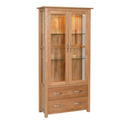 Lynton Oak Glass Display Cabinet