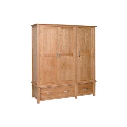 Lynton Oak Triple Wardrobe with Drawers