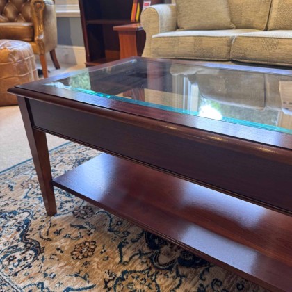 Showroom Clearance: Bradley Mahogany 875 Coffee Table with Glass Top
