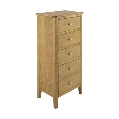 Sulis Oak 5 Drawer Tallboy