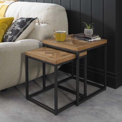 Ravi Rustic Oak Nest Of Tables