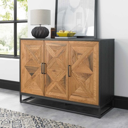 Ravi Rustic Oak and Peppercorn Narrow Sideboard