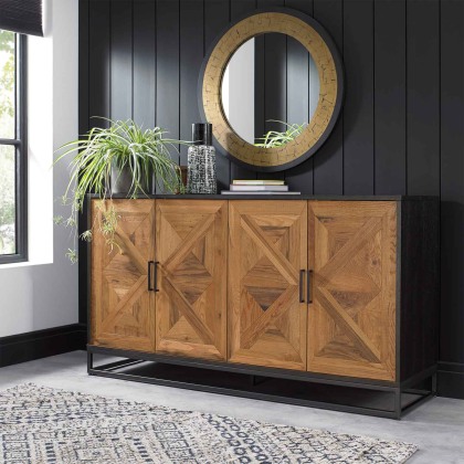 Ravi Rustic Oak and Peppercorn Wide Sideboard