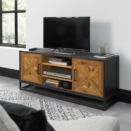 Ravi Rustic Oak and Peppercorn Entertainment Unit
