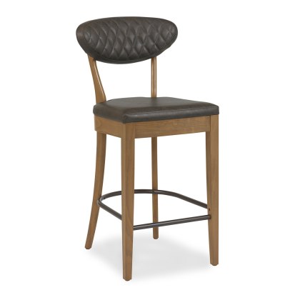 Ellis Rustic Oak Upholstered Bar Stool