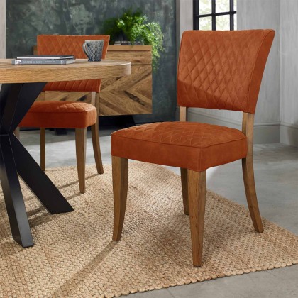 Lucas Rustic Oak Upholstered Dining Chair