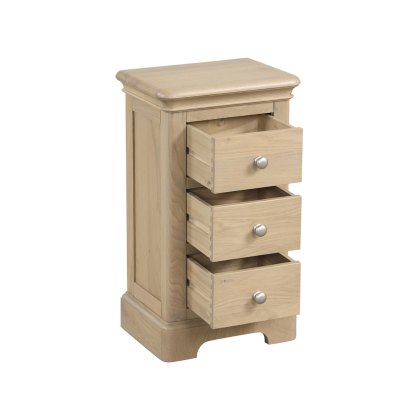 Bideford Oak 3 Drawer Compact Bedside Chest