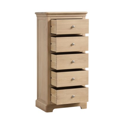Bideford Oak 5 Drawer Wellington Chest