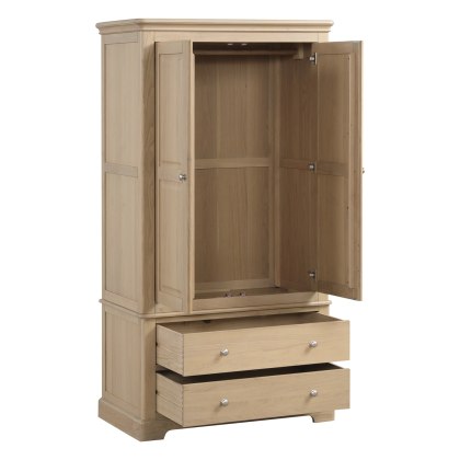 Bideford Oak 2 Drawer Gents Wardrobe