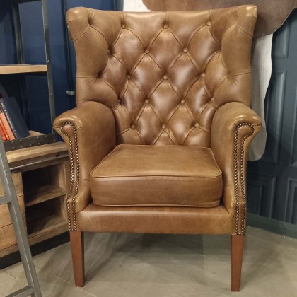 Showroom Clearance: Kensington Wing Chair in all leather Showroom Clearance: Kensington Wing Chair in all leather