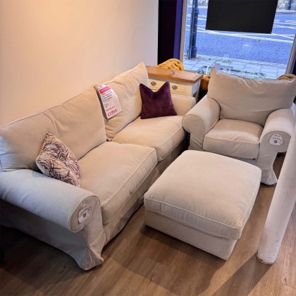 Showroom Clearance: Collins & Hayes Lavinia Large Loose Cover Sofa, Major Chair & Border Footstool