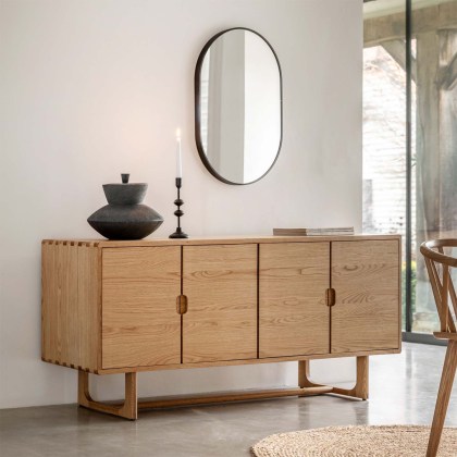 Cadoc Natural Oak 4 Door Sideboard