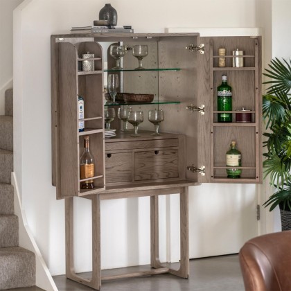 Cadoc Smoked Oak Cocktail Cabinet