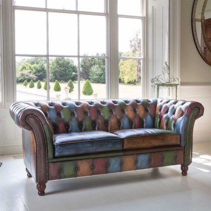 Chalfield 2 Seater Sofa in Leather Patchwork