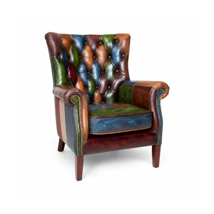 Bernard Chair in Leather Patchwork