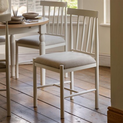 Ethan White Dining Chair with Upholstered Seat (Pair of 2)