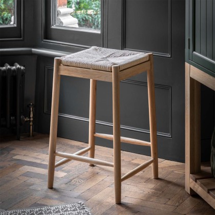 Ethan Oak Stool with Woven Seat Ethan Oak Stool with Woven Seat
