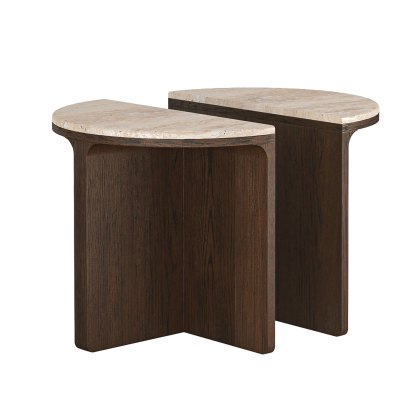Carmel Half Moon Nest of Tables with Travertine Top Carmel Half Moon Nest of Tables with Travertine Top