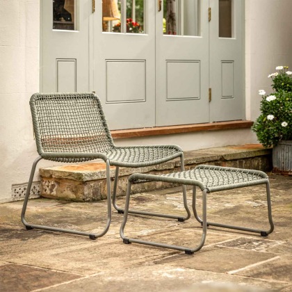Siderno Lounge Chair with Footstool in Green