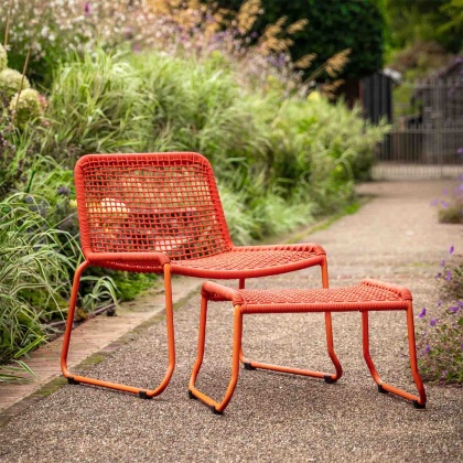 Siderno Lounge Chair with Footstool in Orange