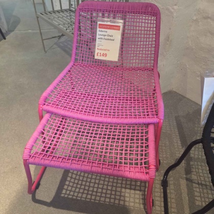 Showroom Clearance: Siderno Lounge Chair with Footstool in Pink Showroom Clearance: Siderno Lounge Chair with Footstool in Pink