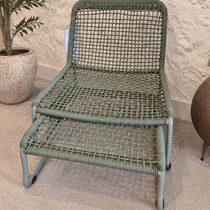 Showroom Clearance: Siderno Lounge Chair with Footstool in Green Showroom Clearance: Siderno Lounge Chair with Footstool in Green