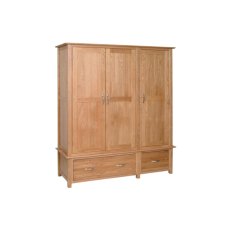 Lynton Oak Triple Wardrobe with Drawers