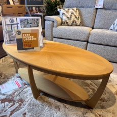Showroom Clearance: Sunburst Wood Top Oval Coffee Table