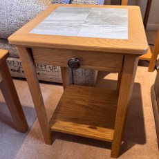 Showroom Clearance: Anbercraft Beaumont BMT04D Mini Lamp Table with Drawer & Brecon Tile Top Showroom Clearance: Anbercraft Beaumont BMT04D Mini Lamp Table with Drawer & Brecon Tile Top