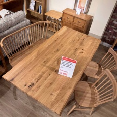 Showroom Clearance: Florence Solid Oak 180cm Dining Table, Chilgrove Bench & 2x Dining Chairs