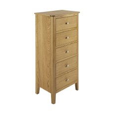 Sulis Oak 5 Drawer Tallboy