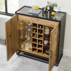 Ravi Rustic Oak Drinks Cabinet
