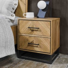 Riley Rustic Oak 2 Drawer Bedside Chest