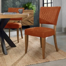 Lucas Rustic Oak Upholstered Dining Chair