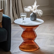 Tasso Round Side Table in Orange