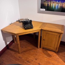 Showroom Clearance: Portman Oak Corner Desk & Cabinet