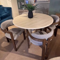 Showroom Clearance: Tresco 120cm Round Dining Table & 4x Gianna Dining Arm Chairs Showroom Clearance: Tresco 120cm Round Dining Table & 4x Gianna Dining Arm Chairs