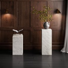Marmo White Marble Large Pedestal