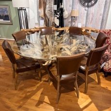 Showroom Clearance: Tectona Root LDT150 180cm Glass Top Leaf Dining Table