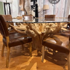 Showroom Clearance: Tectona Root LDT150 180cm Glass Top Leaf Dining Table