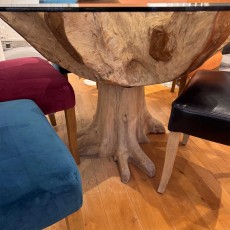 Showroom Clearance: Tectona Root DT-SB-D120 160cm Glass Top Round Dining Table