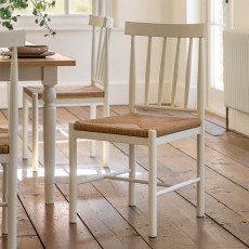 Ethan White Dining Chair with Woven Seat (Pair of 2)