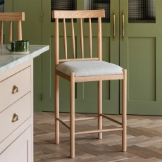 Ethan Oak Counter Stool with Upholstered Seat