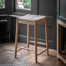 Ethan Oak Stool with Woven Seat
